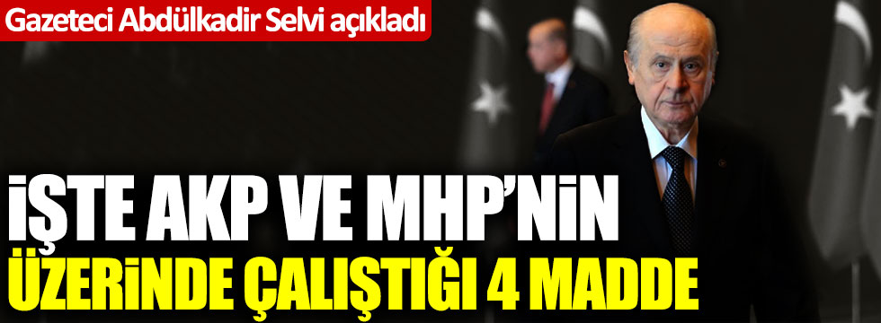 Abdulkadir Selvi açıkladı: İşte AKP ve MHP'nin üzerinde çalıştığı 4 madde