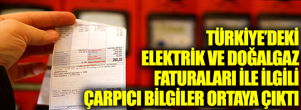 Türkiye'deki elektrik ve doğalgaz faturaları ile ilgili çarpıcı bilgiler ortaya çıktı