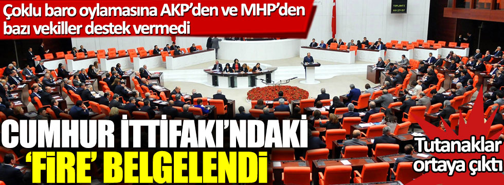 Cumhur İttifakı’ndaki ‘fire’ belgelendi: Meclis’teki çoklu baro oylamasına hangi AKP'li ve MHP'li vekiller destek vermedi