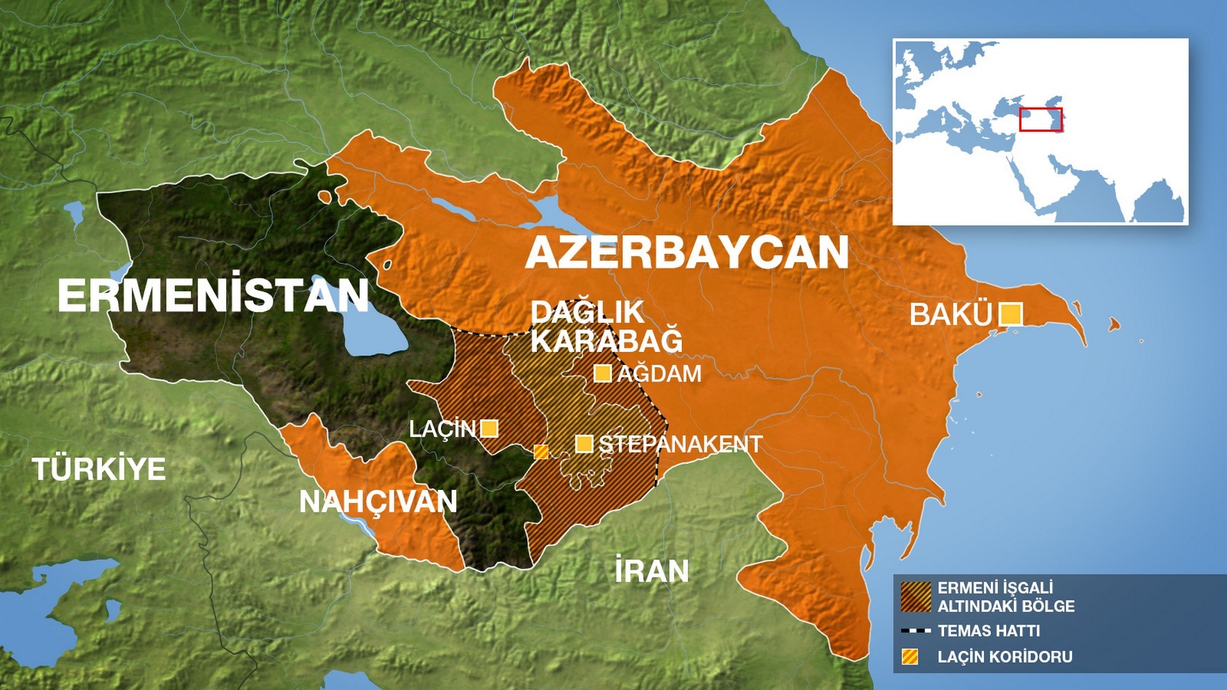 Azerbaycan Türkiye карта