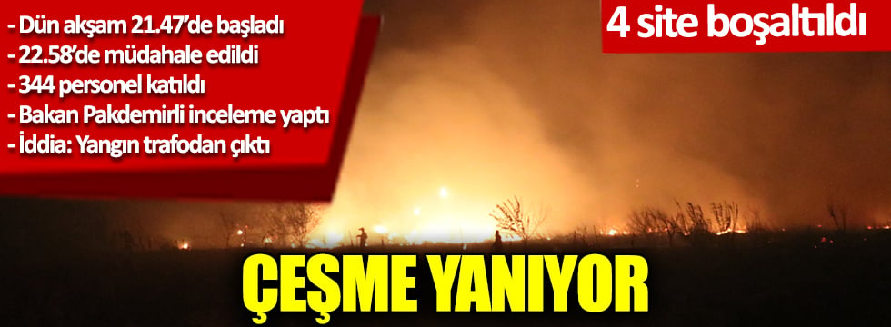 Çeşme'de yangın! 4 site boşaltıldı