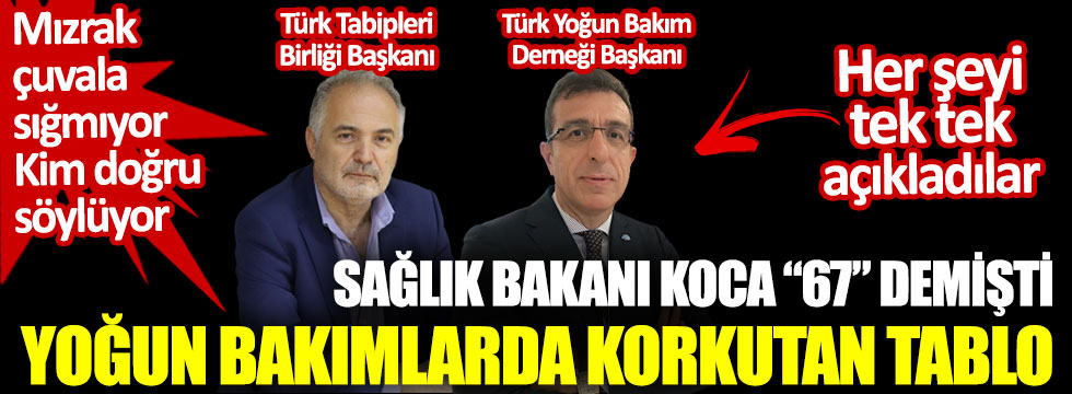 Sağlık Bakanı Koca “67 demişti” yoğun bakımlarda korkutan tablo. Türk Tabipleri Birliği Başkanı ve Türk Yoğun Bakım Derneği Başkanı her şeyi açıkladı