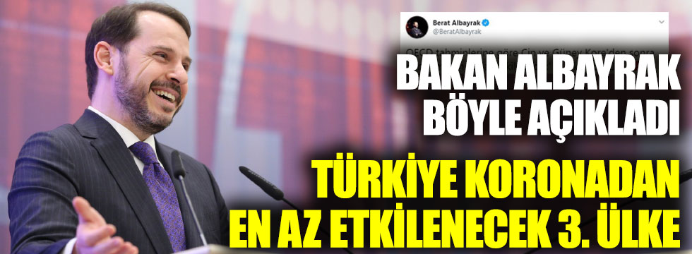 Bakan Berat Albayrak böyle açıkladı Türkiye koronadan en az etkilenecek 3. ülke