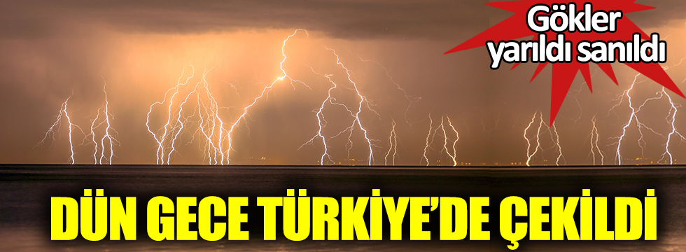 Van Gölü'nde şimşek ve yıldırım yağmuru. Dün gece Türkiye'de çekildi. Gökler yarıldı sanıldı