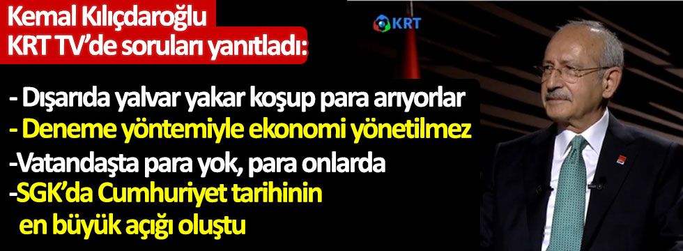 CHP Genel Başkanı Kemal Kılıçdaroğlu, KRT TV'de soruları yanıtladı