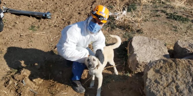 4 gün su kuyunda mahsur kalan köpek kurtarıldı