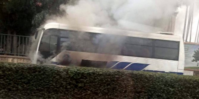Mersin'de halk otobüsünde yangın korkuttu