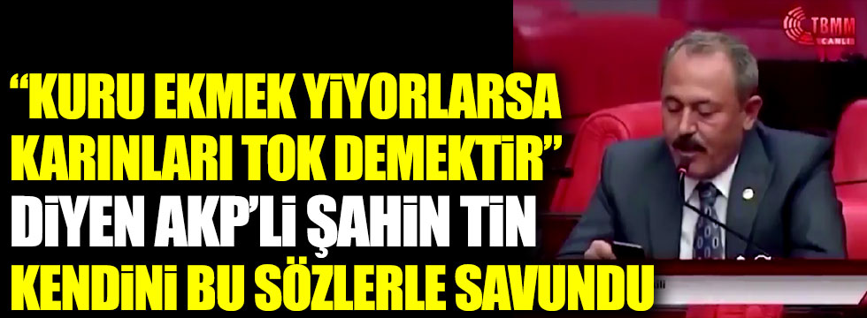 "Kuru ekmek yiyorlarsa karınları toktur" diyen AKP'li Şahin Tin kendini bu sözlerle savundu