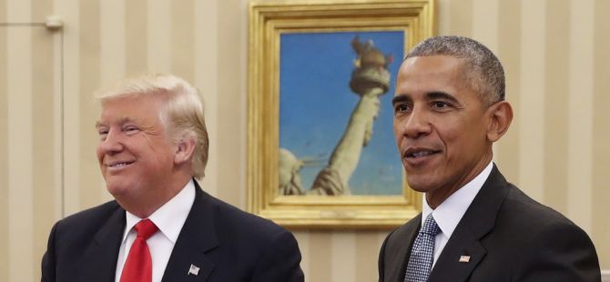 Trump Obama görüşmesinden ilginç kareler