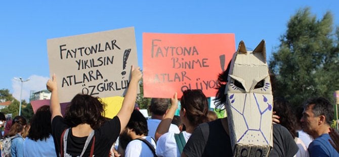 Büyükada'da 'fayton' protestosu