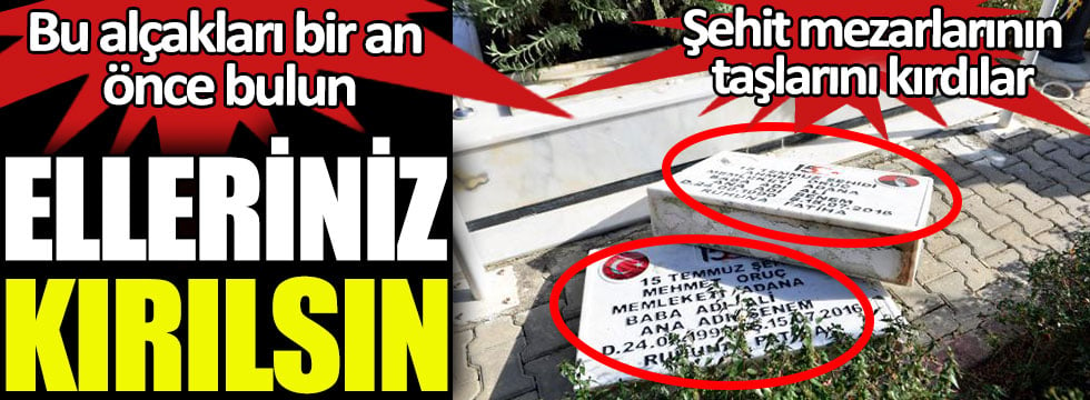 Adana’da şehit kabirlerinin mezar taşlarını kırdılar. Elleriniz kırılsın. Bu alçakları bir an önce bulun