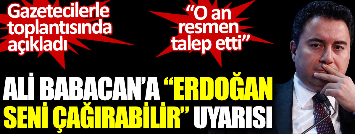 Ali Babacan'a Erdoğan seni çağırabilir uyarısı
