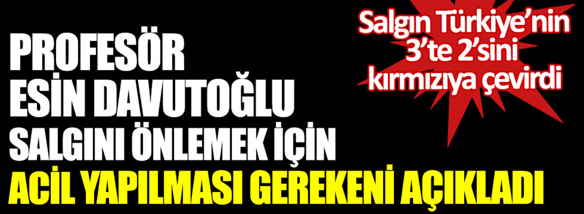 Profesör Esin Davutoğlu salgını önlemek için acil yapılması gerekeni açıkladı. Salgın Türkiye'nin 3'te 2'sini kırmızıya çevirdi