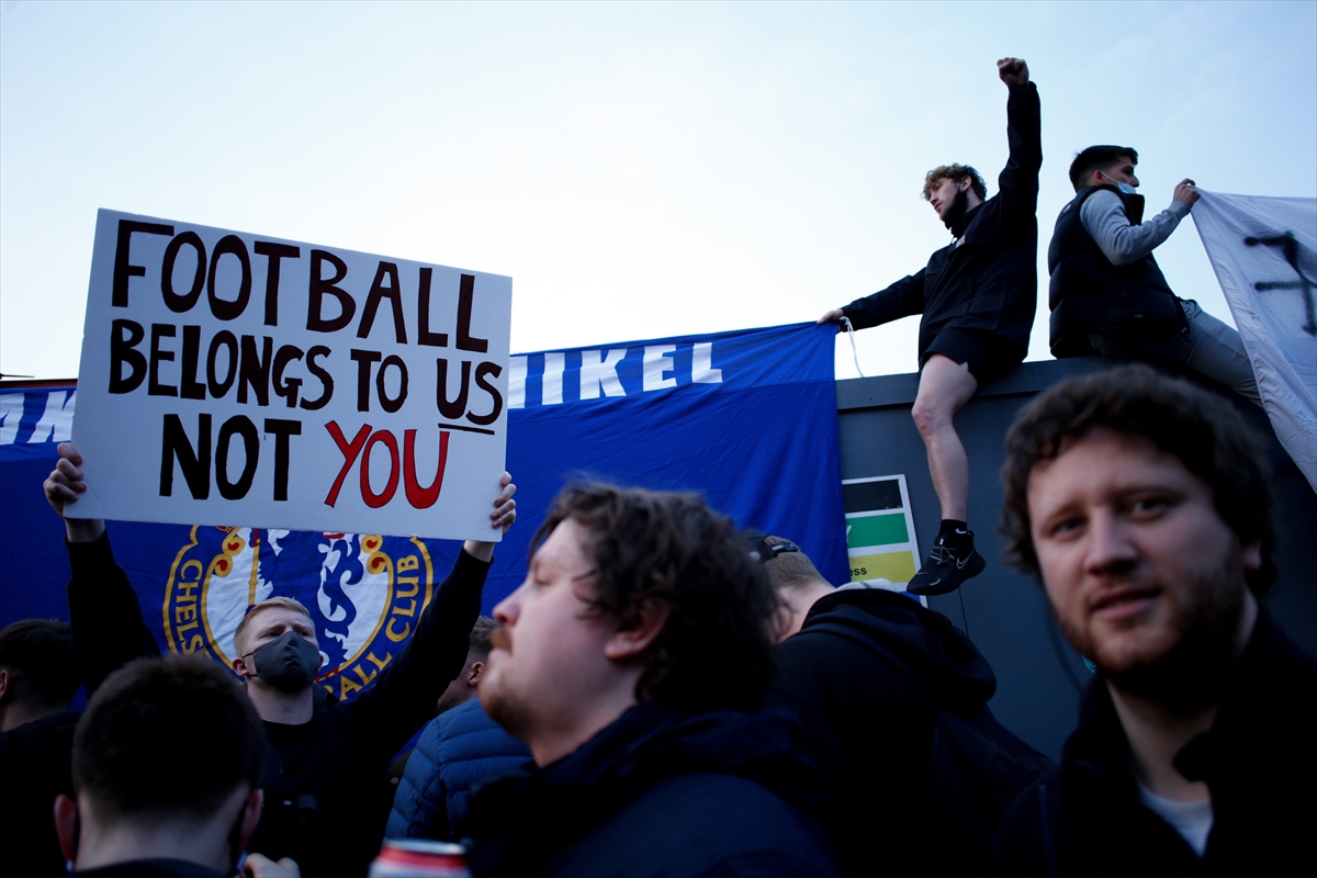 İngiltere'de Avrupa Süper Lig protestosu