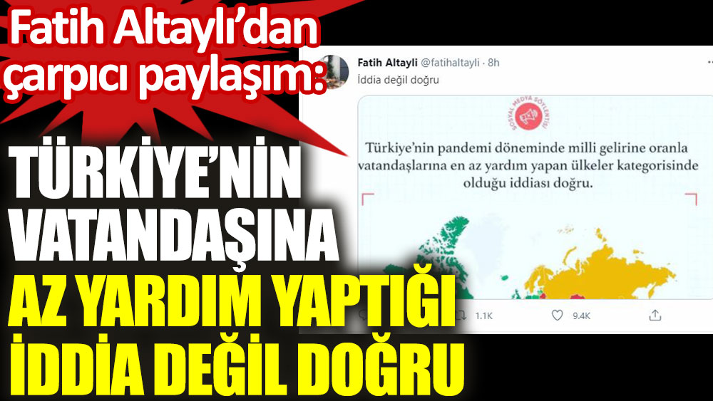 Fatih Altaylı'dan çarpıcı paylaşım: Türkiye'nin vatandaşına az yardım yaptığı iddia değil doğru