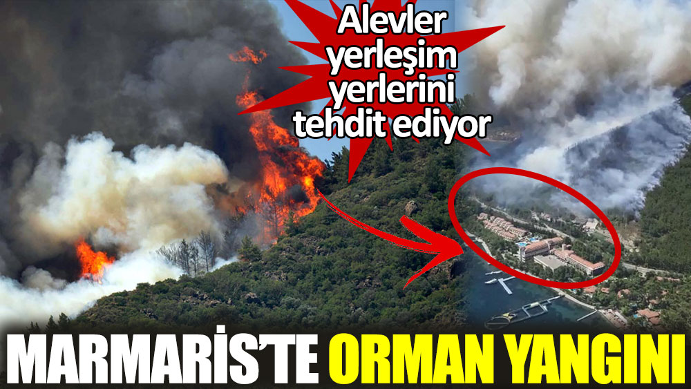 Marmaris'te orman yangını. Alevler yerleşim yerlerini tehdit ediyor
