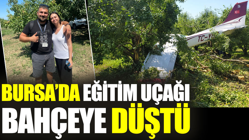 Bursa'da eğitim uçağı bahçeye düştü
