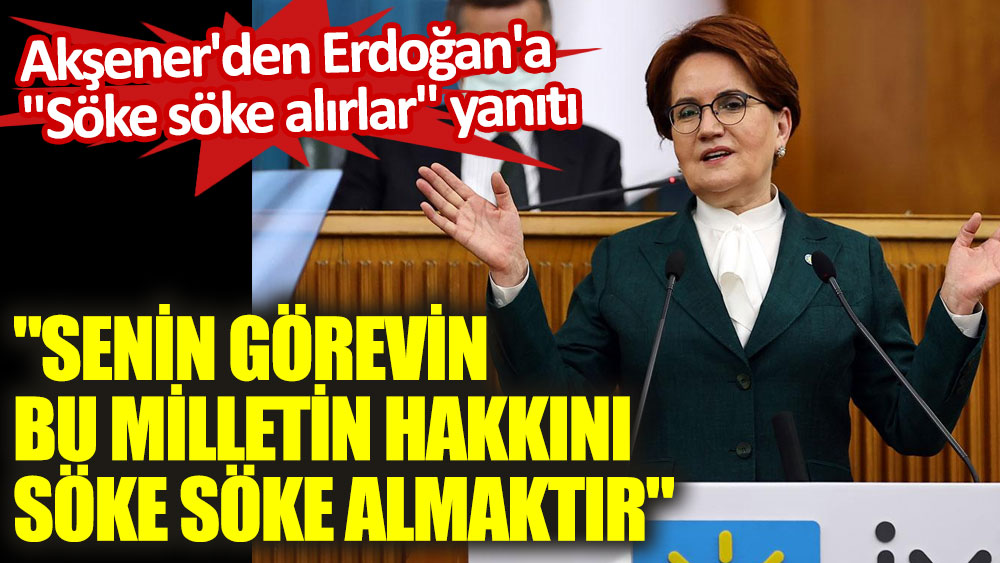 Meral Akşener'den Erdoğan'a ''Söke söke alırlar'' yanıtı