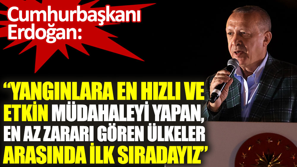 Cumhurbaşkanı Erdoğan: Yangınlara en hızlı ve etkin müdahaleyi yapan, en az zararı gören ülkeler arasında ilk sıradayız