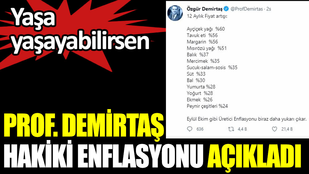Prof. Dr. Demirtaş hakiki enflasyonu açıkladı