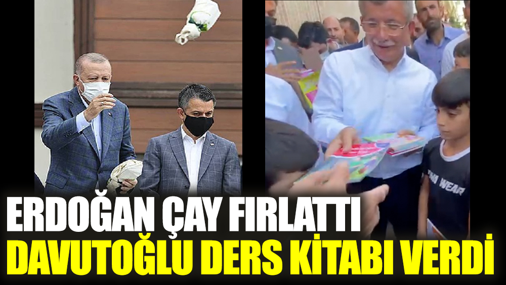 Erdoğan çay fırlattı, Davutoğlu ders kitabı verdi
