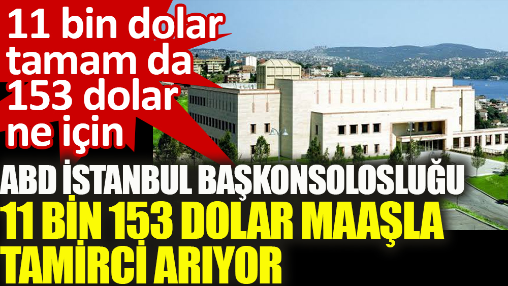 ABD İstanbul Başkonsolosluğu 11 bin 153 dolar maaşla tamirci arıyor