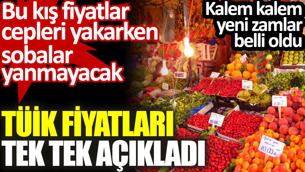 TÜİK fiyatları tek tek açıkladı. Kalem kalem yeni zamlar belli oldu