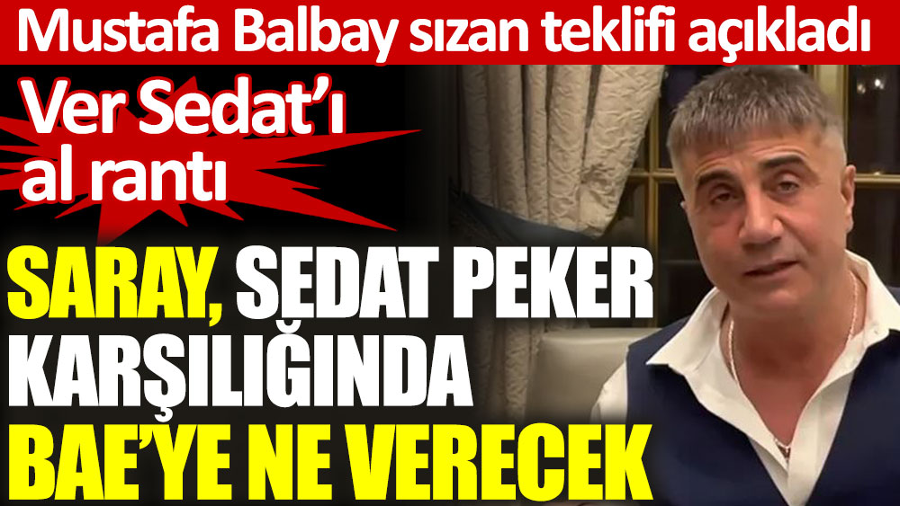Mustafa Balbay, Saray'ın Sedat Peker karşılığında BAE'ye ne vereceğini açıkladı