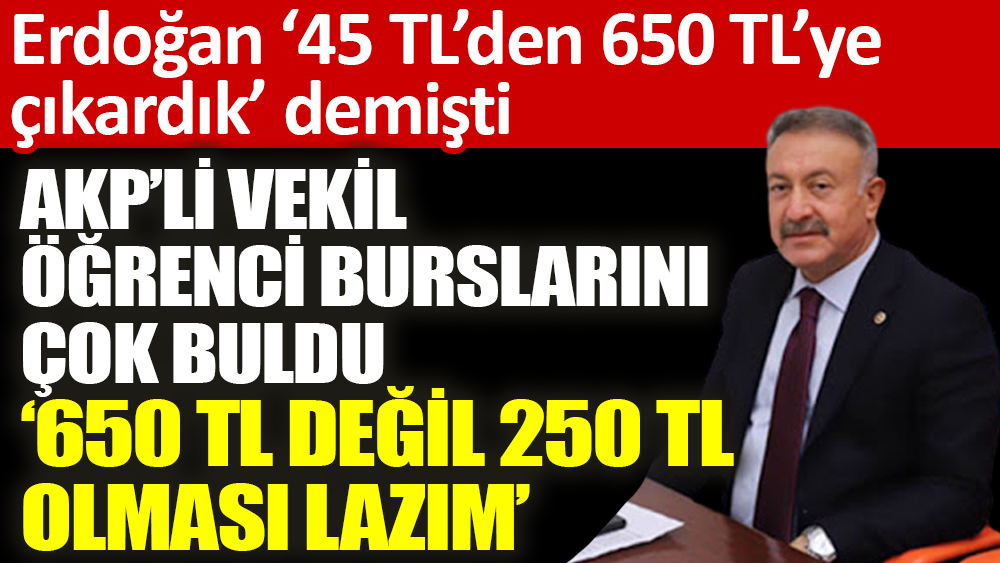 AKP’li vekil öğrenci burslarını çok buldu ‘650 TL değil 250 TL olması lazım’