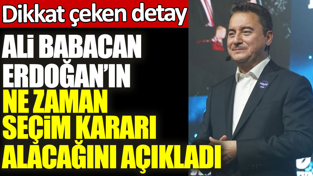 Ali Babacan, Erdoğan'ın ne zaman seçim kararı alacağını açıkladı! Dikkat çeken detay