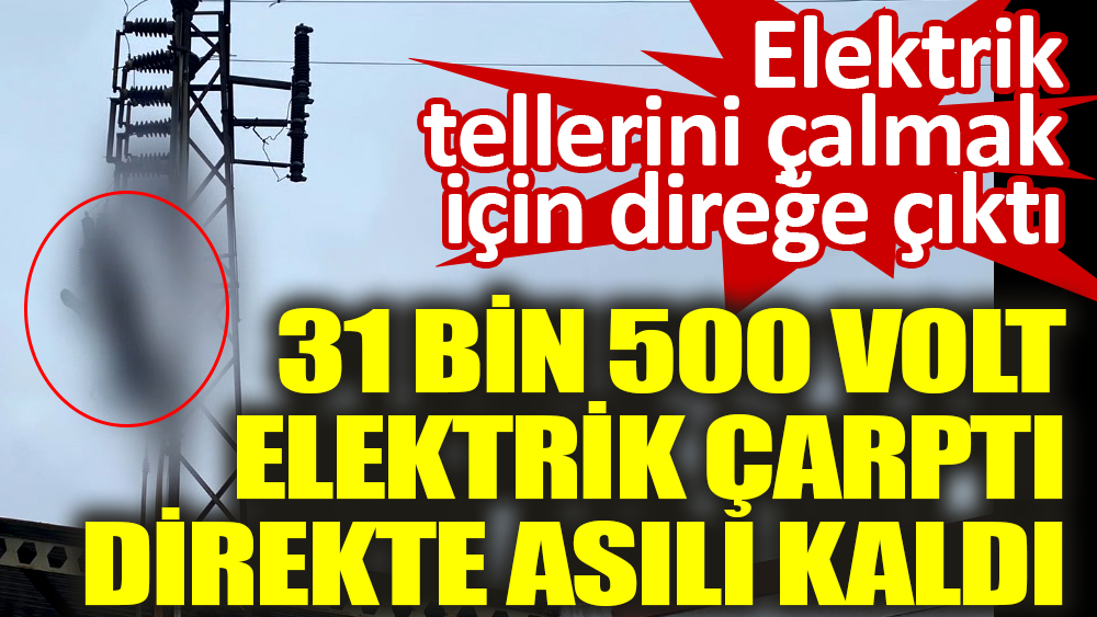31 bin 500 volt elektrik çarptı direkte asılı kaldı