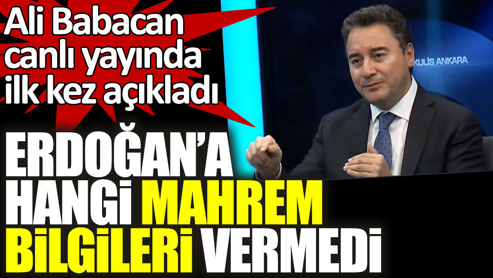 Ali Babacan canlı yayında ilk kez açıkladı! Erdoğan'a hangi mahrem bilgileri vermedi