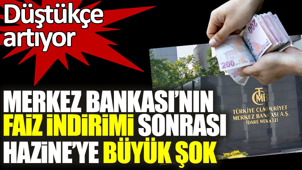 Merkez Bankası'nın faiz indirimi sonrası Hazine'ye büyük şok! Düştükçe artıyor