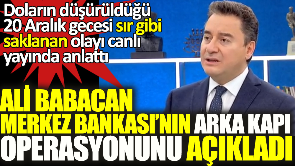 Ali Babacan Merkez Bankası'nın arka kapı operasyonunu açıkladı
