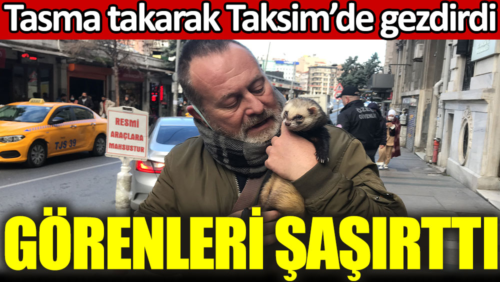 Görenleri şaşırttı! Taksim’de tasma takarak gezdirdi…