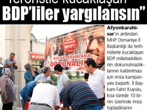 'Teröristle kucaklaşan BDP’liler yargılansın'