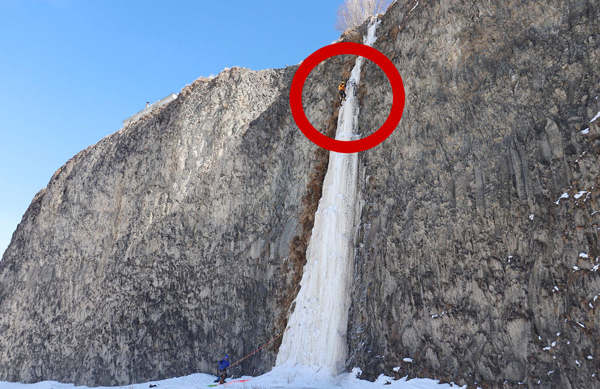 Milli dağcı, 50 metrelik buz şelalesine tırmandı
