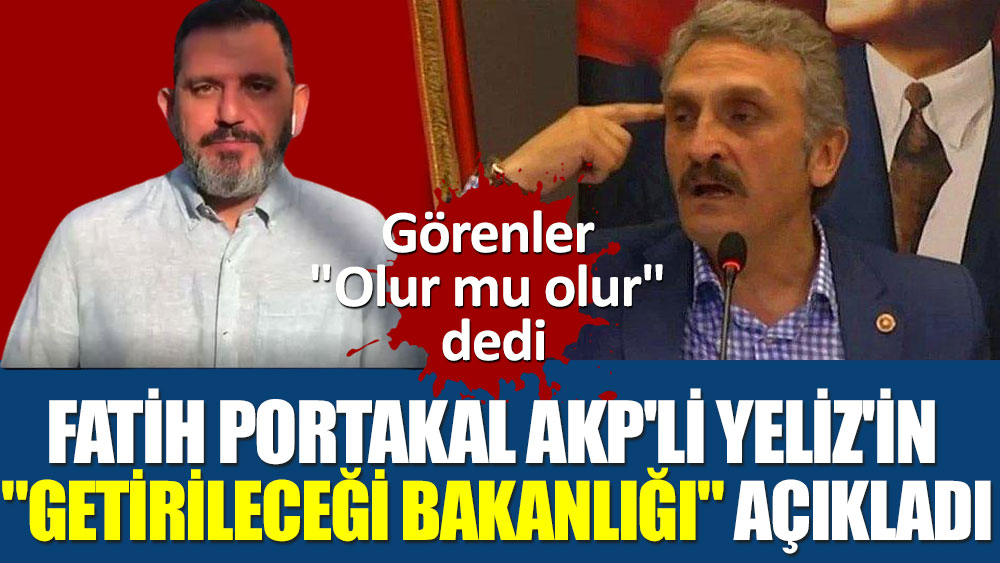 Fatih Portakal AKP'li Yeliz'in getirileceği bakanlığı açıkladı