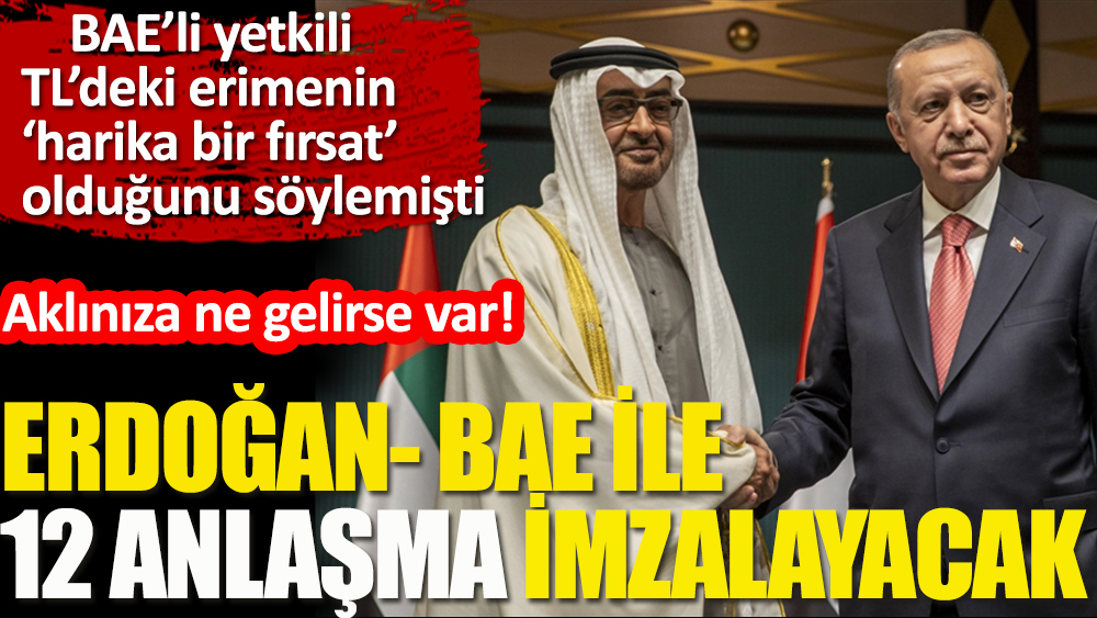 BAE'li yetkili 'TL'deki erime harika bir fırsat' demişti. Erdoğan, BAE ile 12 anlaşma imzalayacak
