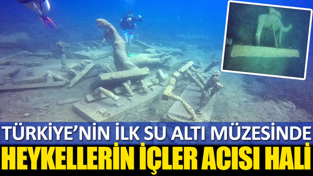 Türkiye'nin ilk su altı müzesinde heykellerin içler acısı hali! Yürek burkan görüntüler...