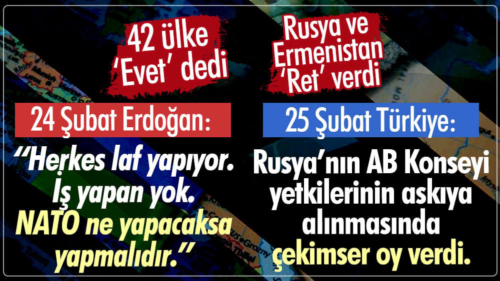 Rusya’nın temsil haklarının askıya alınmasına sadece Türkiye çekimser oy verdi