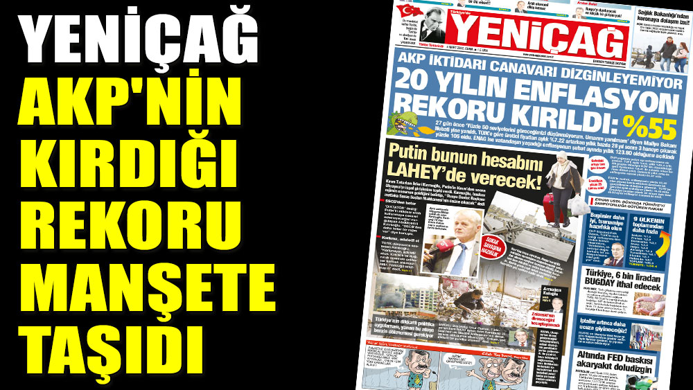 Yeniçağ AKP'nin kırdığı rekoru manşete taşıdı