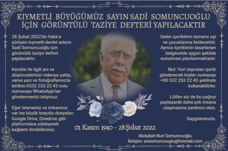 Sadi Somuncuoğlu için elektronik taziye defteri hazırlanıyor