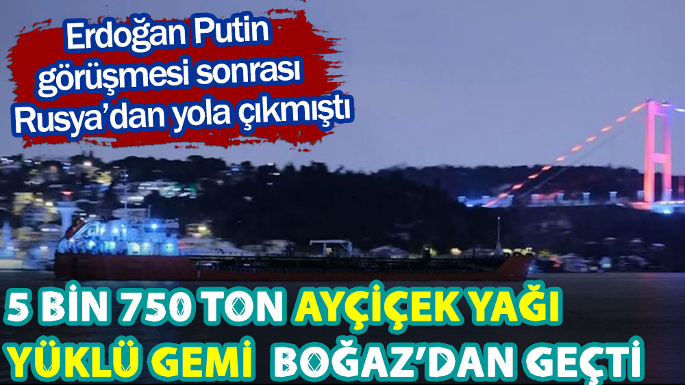 Rusya’dan gelen tonlarca ayçiçeği yağı yüklü ikinci gemi İstanbul Boğazı'ndan geçti