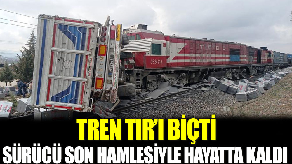 Tren TIR'ı biçti sürücü son hamlesiyle hayatta kaldı 