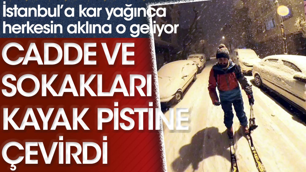 Kar yağınca herkesin aklına o geliyor! Cadde ve sokakları kayak pistine çevirdi…