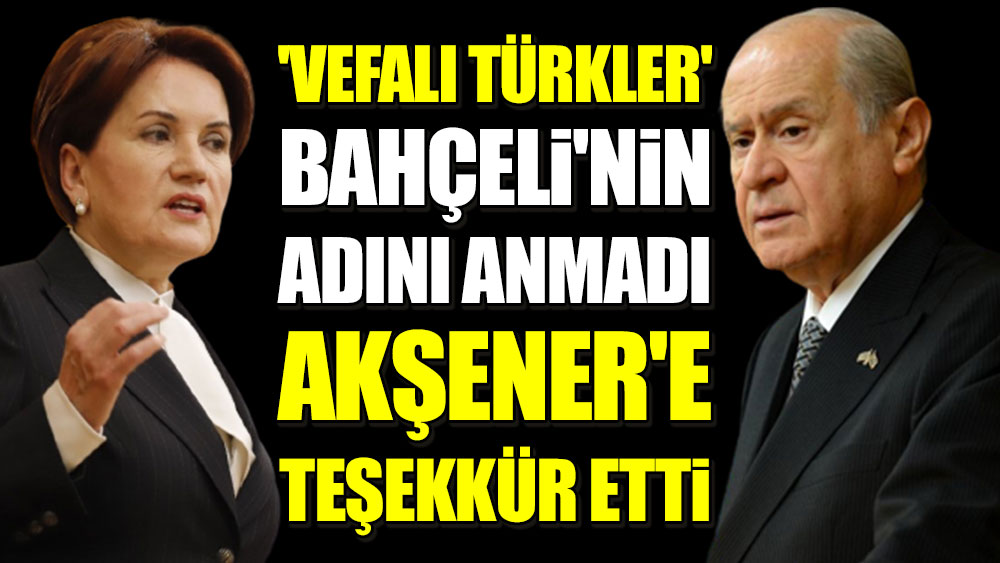 'Vefalı Türkler' Bahçeli'nin adını anmadı, Akşener'e teşekkür etti