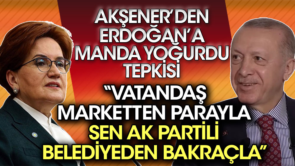 Akşener’den Erdoğan’a manda yoğurdu tepkisi. Vatandaş marketten parayla, sen Ak Partili belediyeden bakraçla.