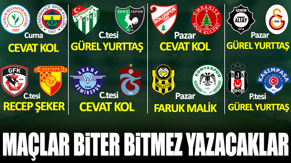 Süper Lig ve 1.Lig'de 34. hafta heyecanı Yeniçağ'da yaşanacak! İşte haftanın programı