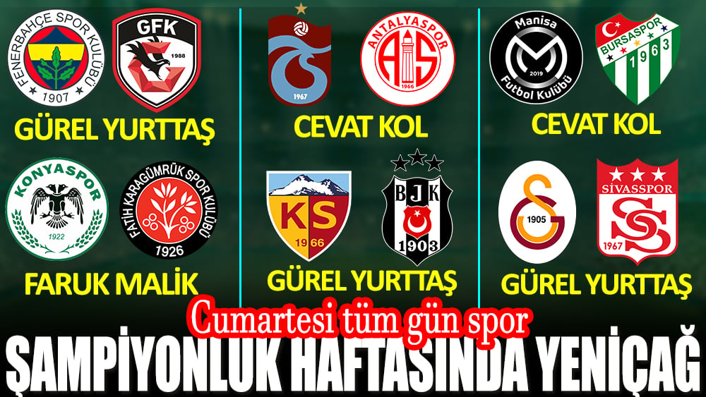 Süper Lig'de şampiyonluk haftasının heyecanı Yeniçağ'da yaşanacak. Cumartesi tüm gün spor